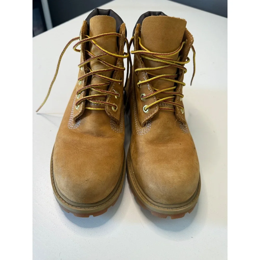 Timberland 6 Inch Premium Waterproof Boots Wheat Nubuck Leather Kids Size 3M